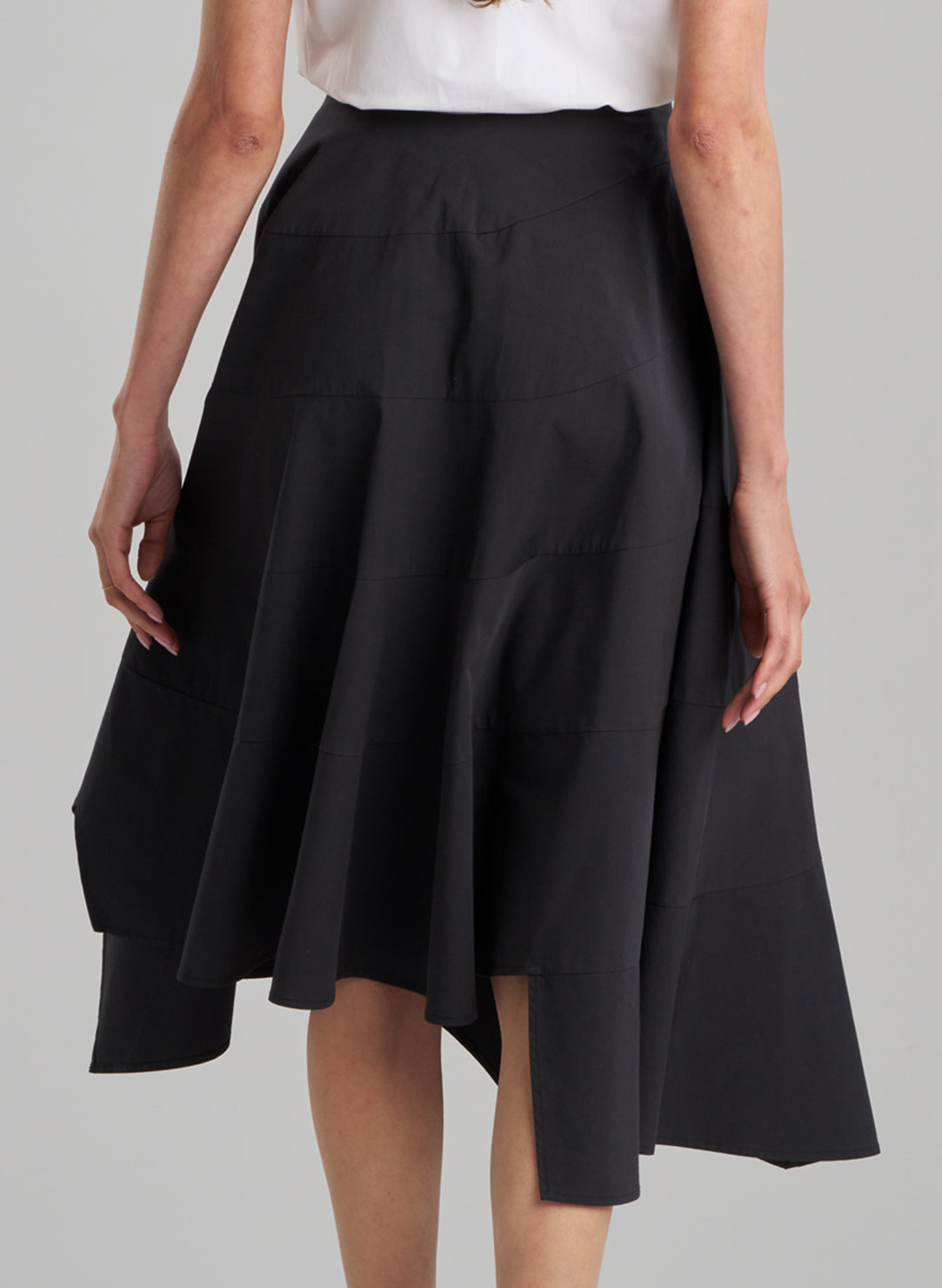 Tech Cotton Taffeta Black Origami Spiral Skirt