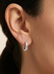Kate Classic CZ Silver Bezel Huggie