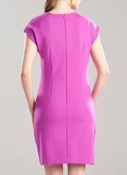 Techno Crepe Magenta Drape Neck Dress