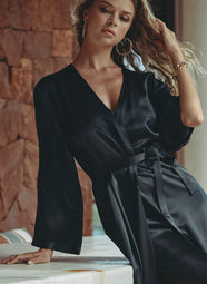 Tracy Black Long Robe