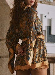 Dahlia Mousseline Dore Print Burnout Short Robe