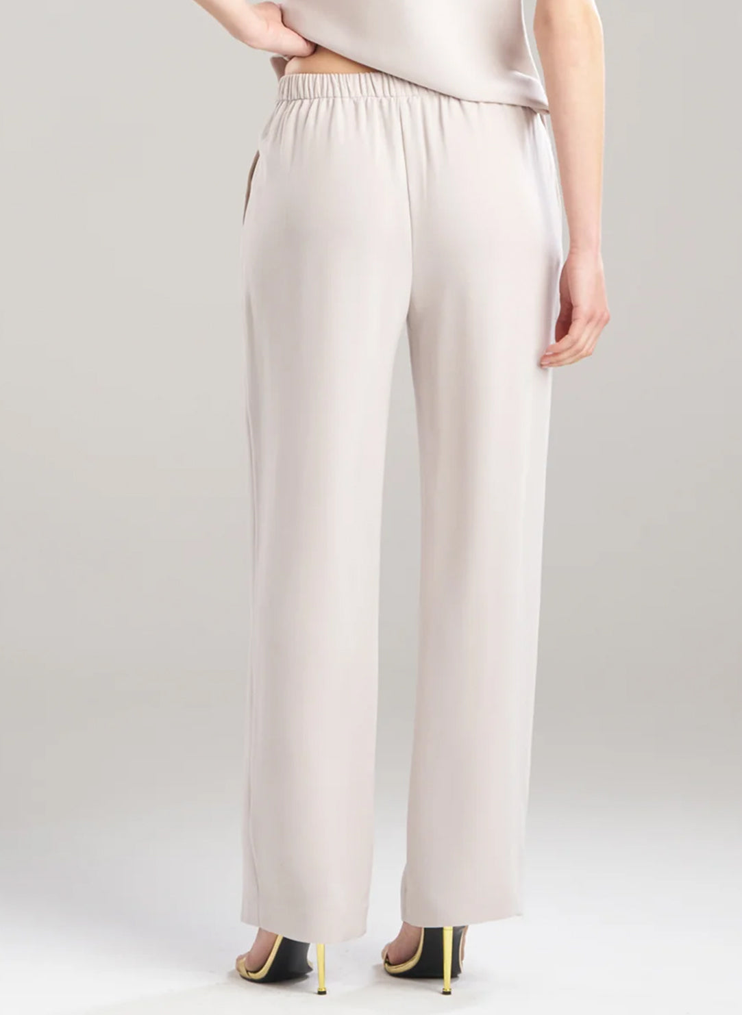 Stretch Crepe Pearl Pull on Straight Leg Pant