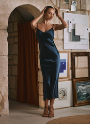 Dahlia Satin Nuit Solid Gown