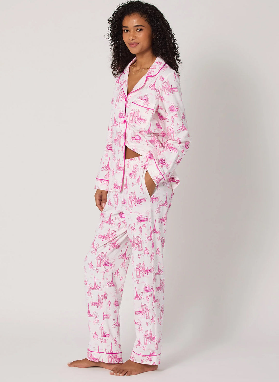Jet Setter White Long Pajama Set