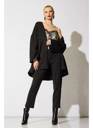 Double Knit Black Side Zip Ankle Pants
