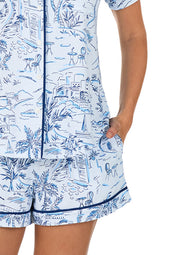 Coastal Toile Blue Short Pajama Set