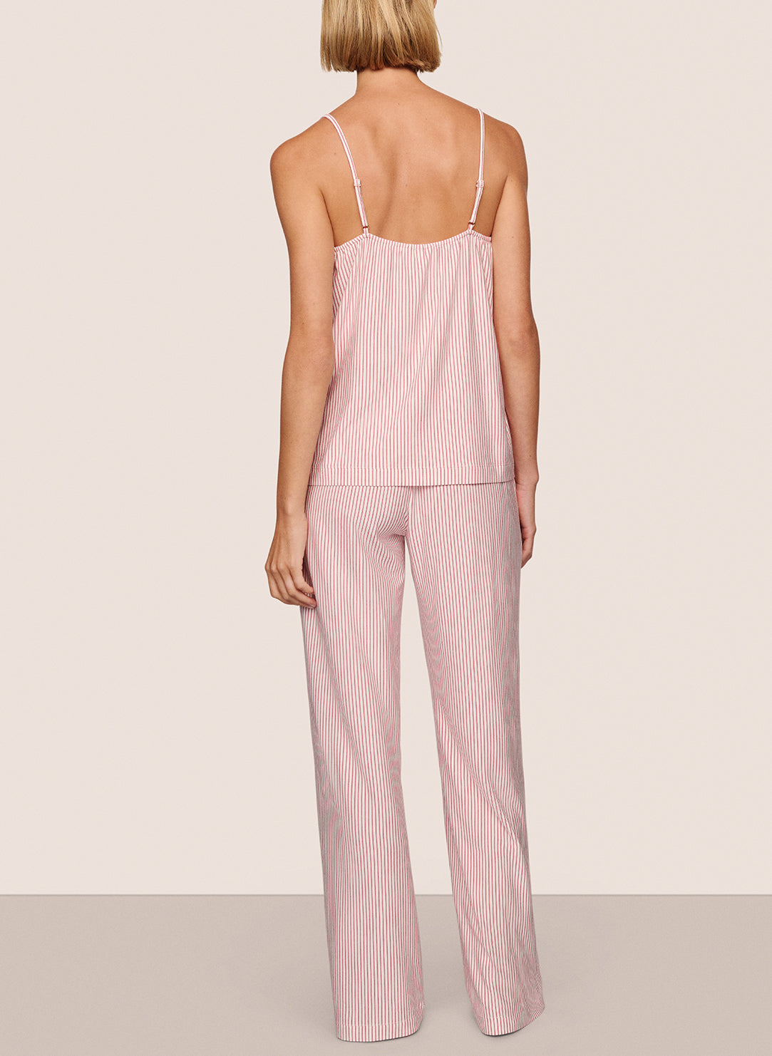 Gisele Printed Duo Stripe Holly Red Cami Pant PJ Set