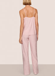 Gisele Printed Duo Stripe Holly Red Cami Pant PJ Set