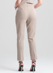Techno Crepe Taupe Side Zip Ankle Pants
