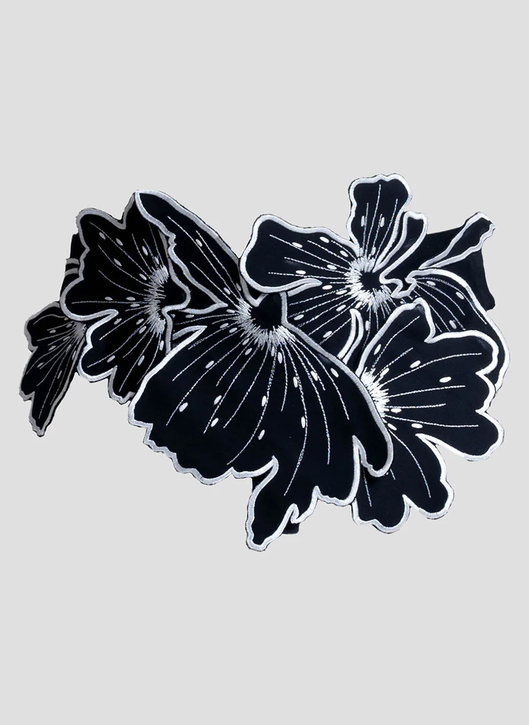 Cotton Chino Black Embroidered Obi Belt
