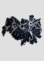 Cotton Chino Black Embroidered Obi Belt