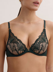 Vibes Mysterious Green Triangle Plunge Bra