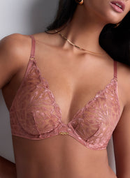 Crazy In Love Warm Pink Triangle Plunge Bra