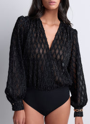 Les Bodys By Aubade Black Long Sleeve Graphic Bodysuit