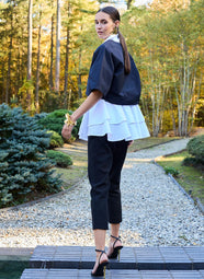 Solid Tech Cotton Taffeta Black Bolero