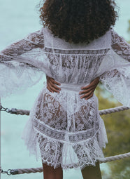 Angele Naturel All Lace Short Robe