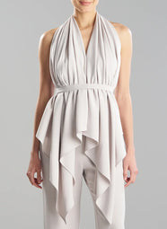 Stretch Crepe Pearl Neck Wrap
