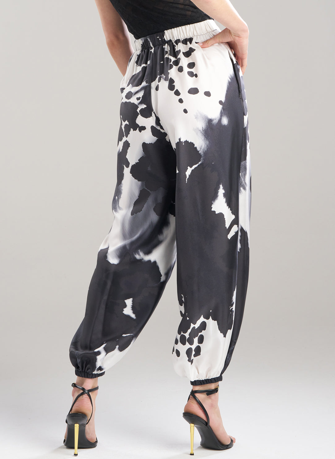 Black Orchid Black/White 100% Silk Jogger