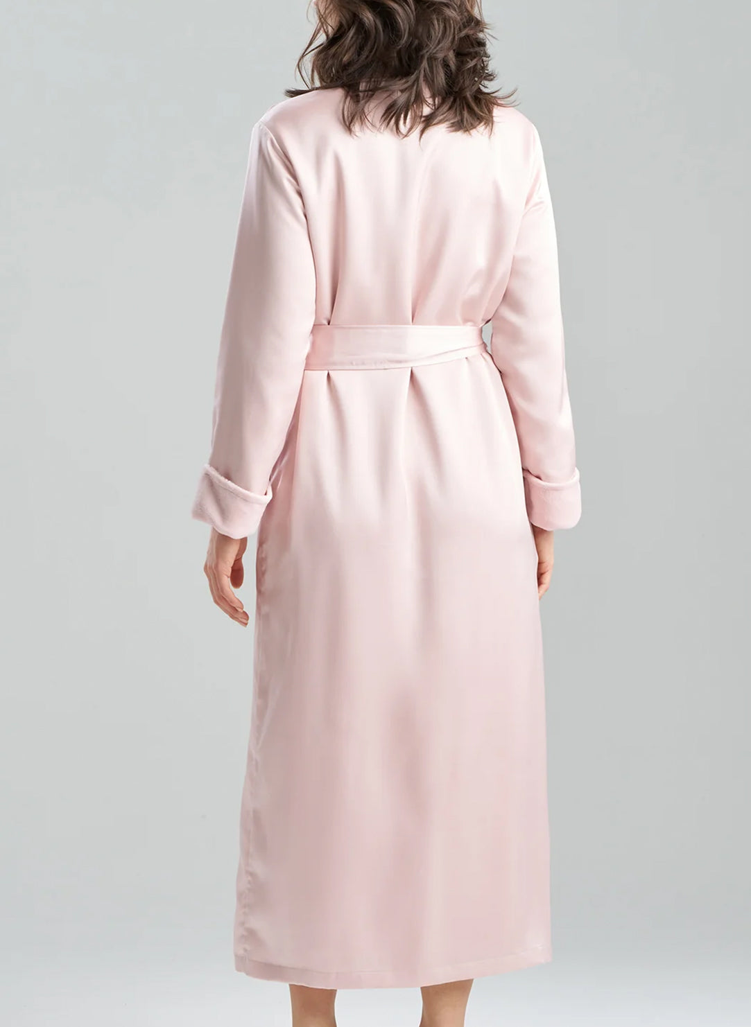 Satin Plush Pink Rose Long Robe