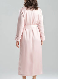 Satin Plush Pink Rose Long Robe
