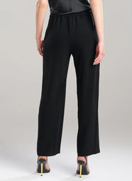 Stretch Crepe Black Pull on Straight Leg Pant