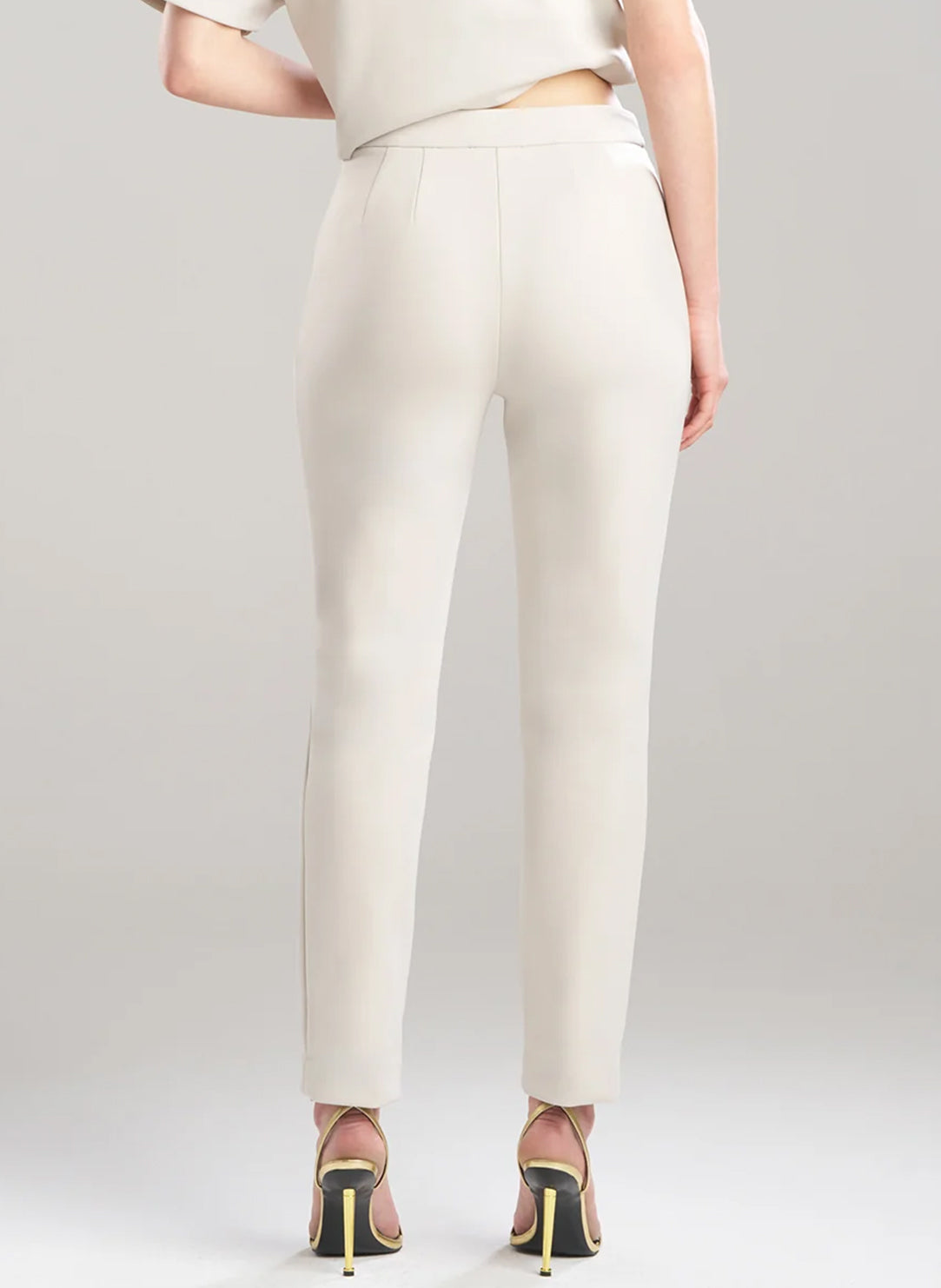 Techno Crepe Pearl Side Zip Ankle Pants