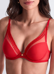 Sheer Emotion Diva Red Triangle Plunge Bra