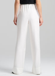 Cotton Silk Twill White Trouser
