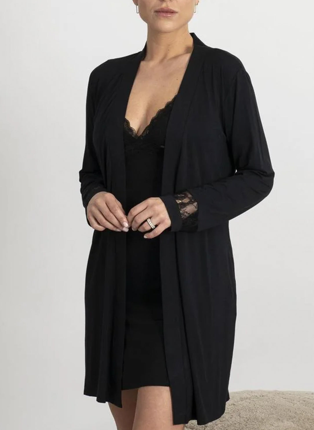 Nora Black Short Robe
