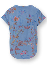 Bodhi Flower Blue Tatum Short Sleeve Top