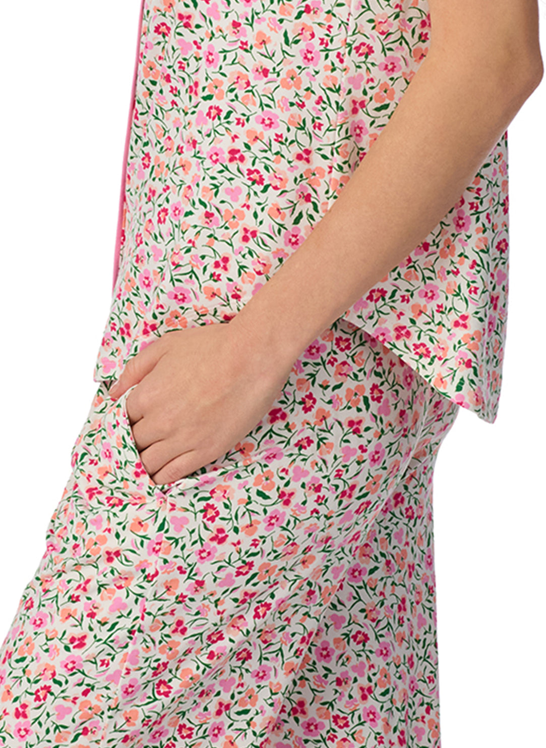 Playful Blooms White Cropped PJ Set