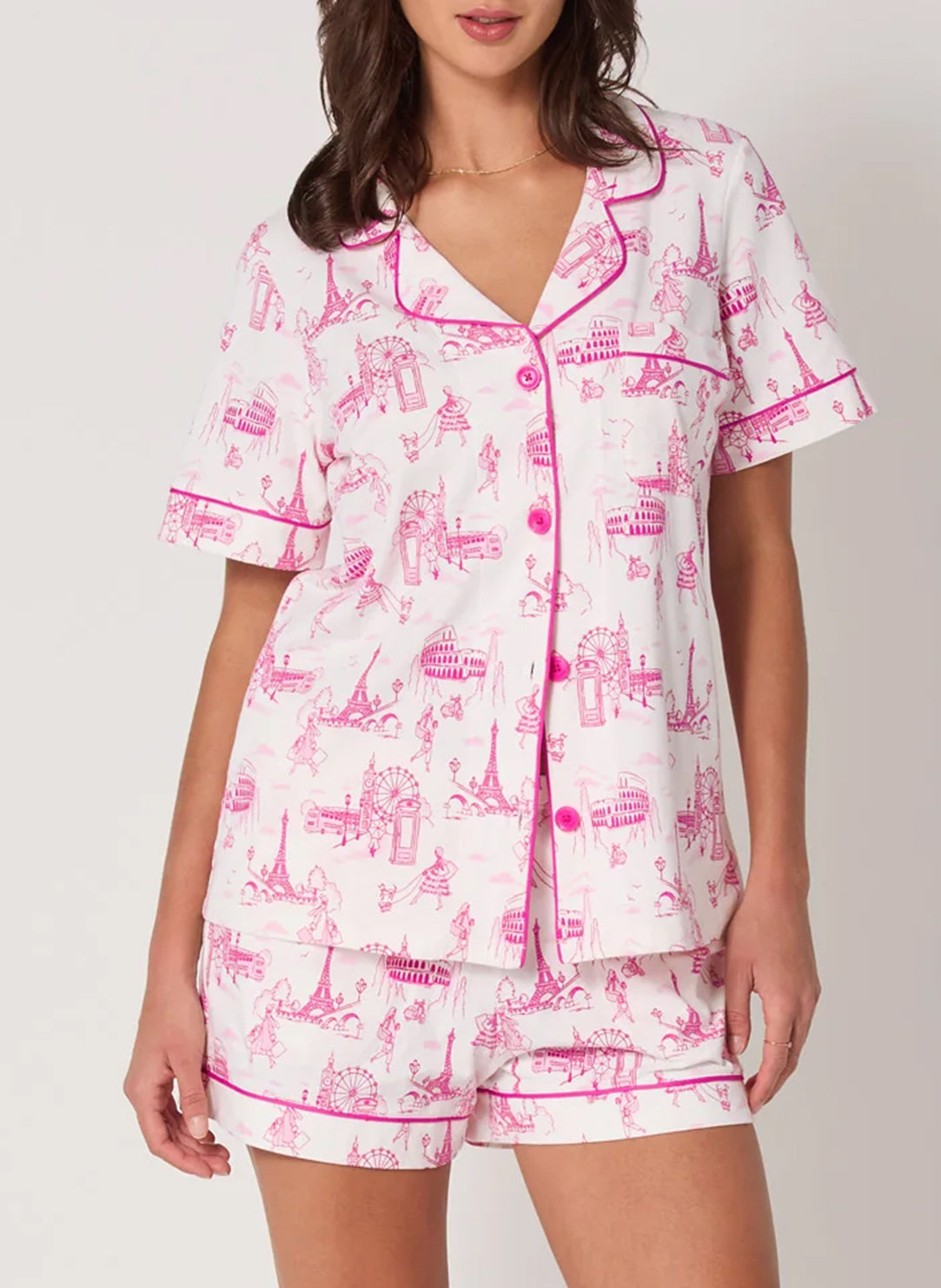 Jet Setter White Short Pajama Set