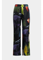 Yoru Silk Twill Black Multi Wide Pull on Pant