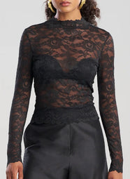 Peony Black Turtle Neck Top