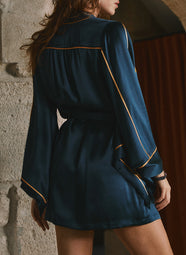 Dahlia Satin Dahlia Print Short Robe