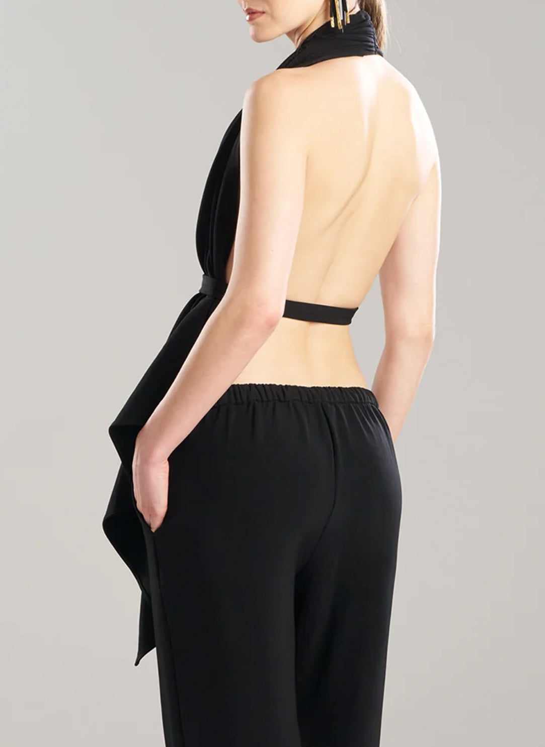 Stretch Crepe Black Neck Wrap