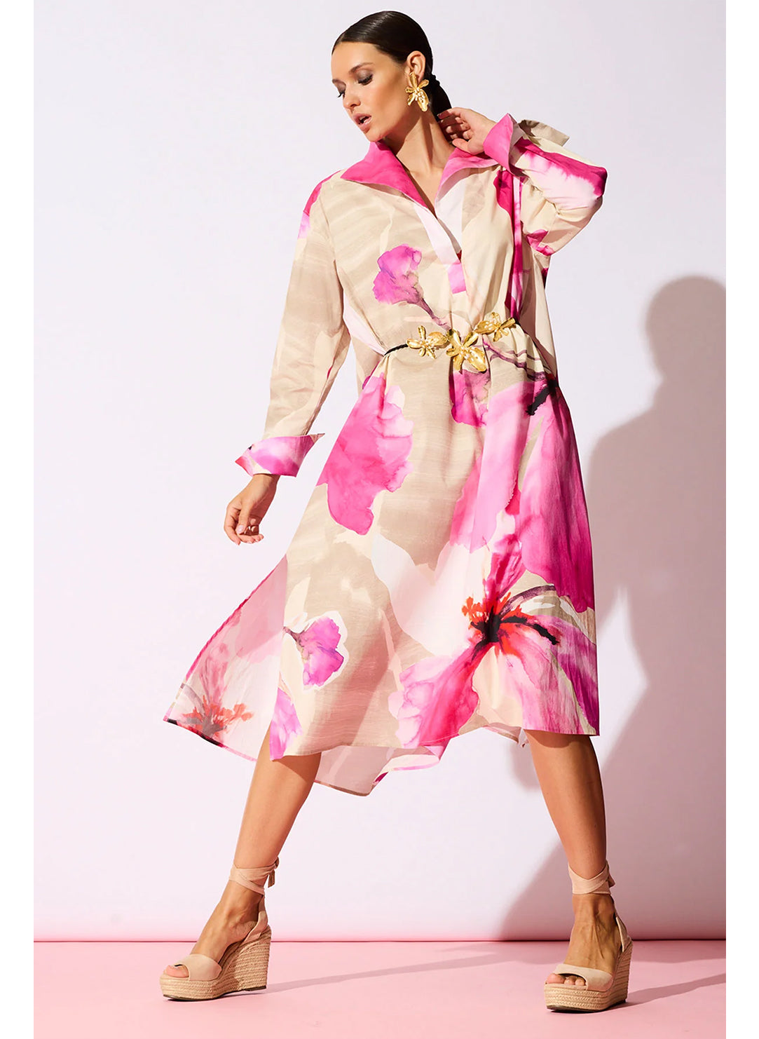 Orchid Cotton Poplin Fresh Pink Shirt Dress