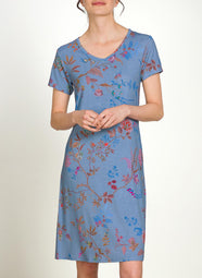 Bodhi Flower Blue Djoy Short Sleeve Night Dress