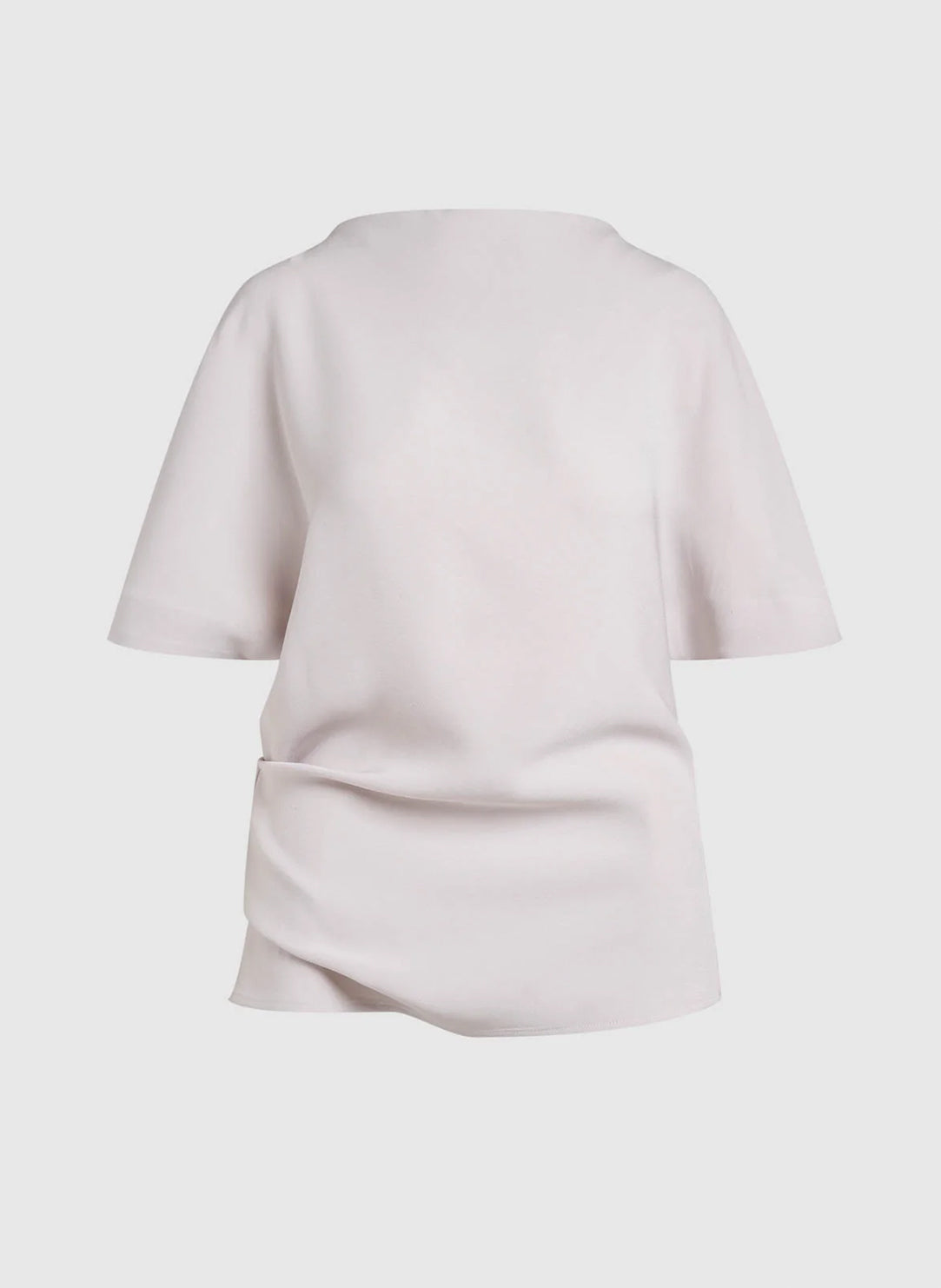 Stretch Crepe Pearl Asymmetric Draped Top
