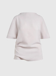 Stretch Crepe Pearl Asymmetric Draped Top
