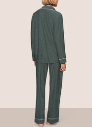 Gisele Printed Duo Stripe Pine/Ivory Pajama Set