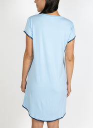 Cute Stitching Cool Blue Sleep Dress