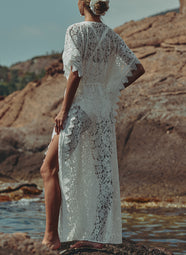 Celeste Dentelle Naturel Lace Long Beach Caftan