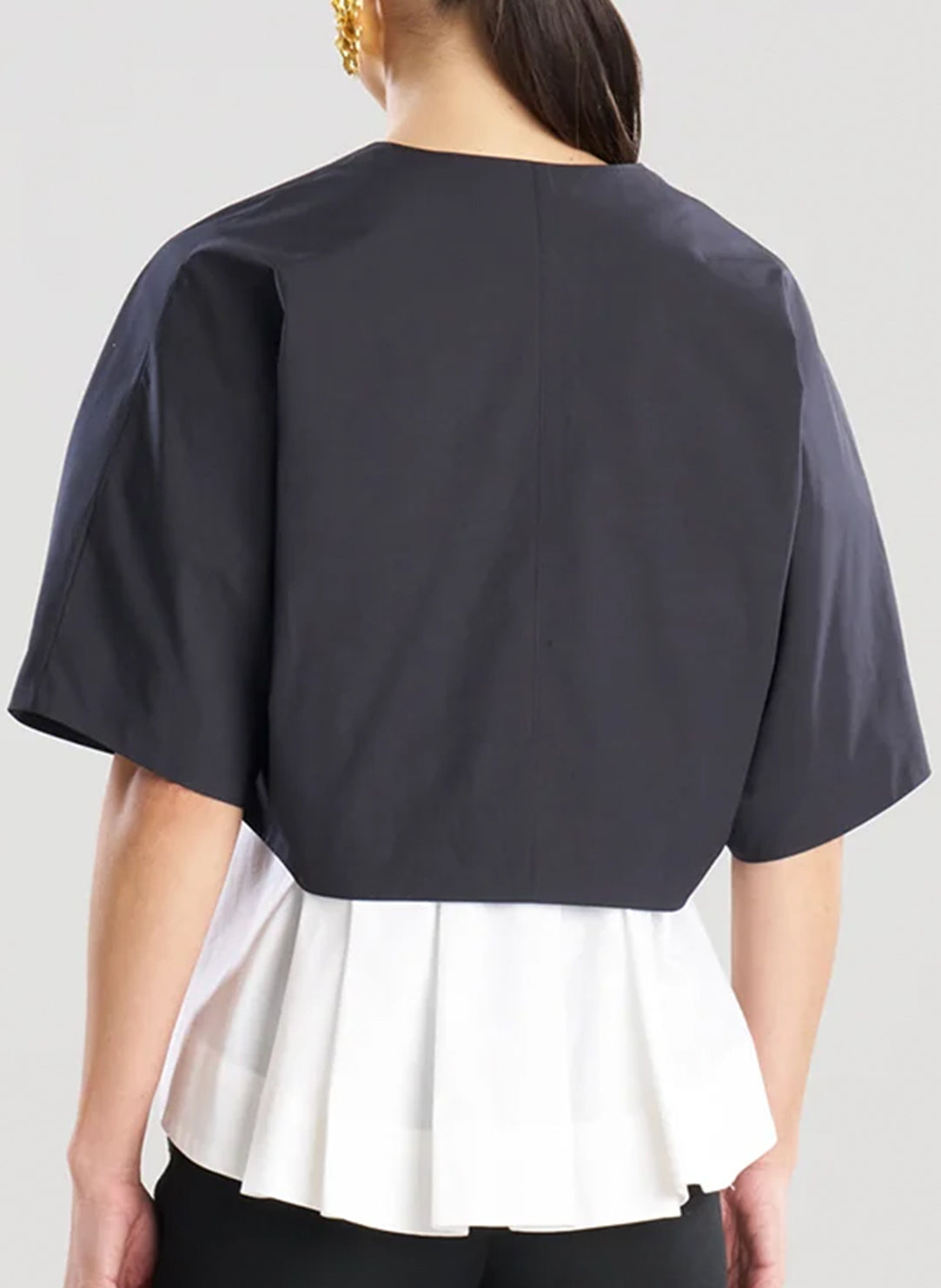 Solid Tech Cotton Taffeta Black Bolero