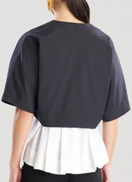 Solid Tech Cotton Taffeta Black Bolero