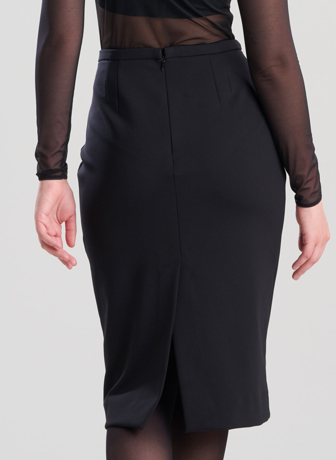 Techno Crepe Black Pencil Skirt