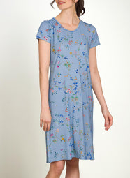 Delhi Dreams Blue Daniela Short Sleeve Night Dress