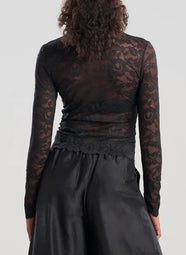 Peony Black Turtle Neck Top