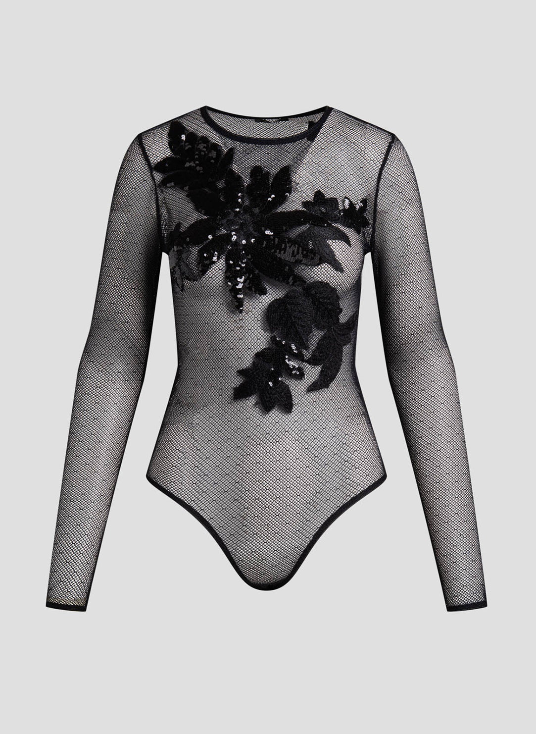 Mesh Black Sequin Embellished Bodysuit