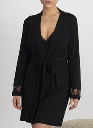 Nora Black Short Robe